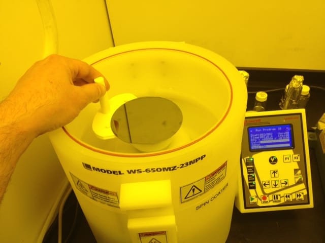 Removing a Silicon Wafer from the Solution using the 3D Printed Tool. Saved WPI 100's of dollars per tool.