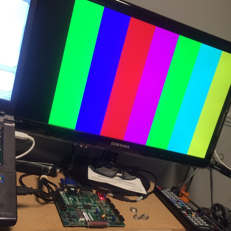 Classic TV-Bars using the VGA controller on board.