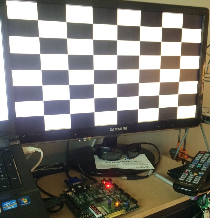 Checkerboards displayed using the VGA Controller.