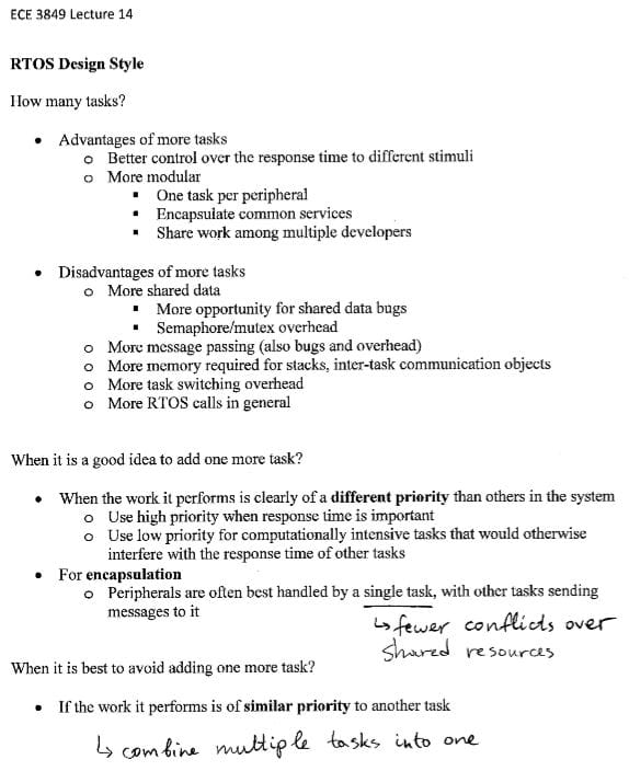 RTOS Design - Pros and benefits of using multiple tasks (page 1).
