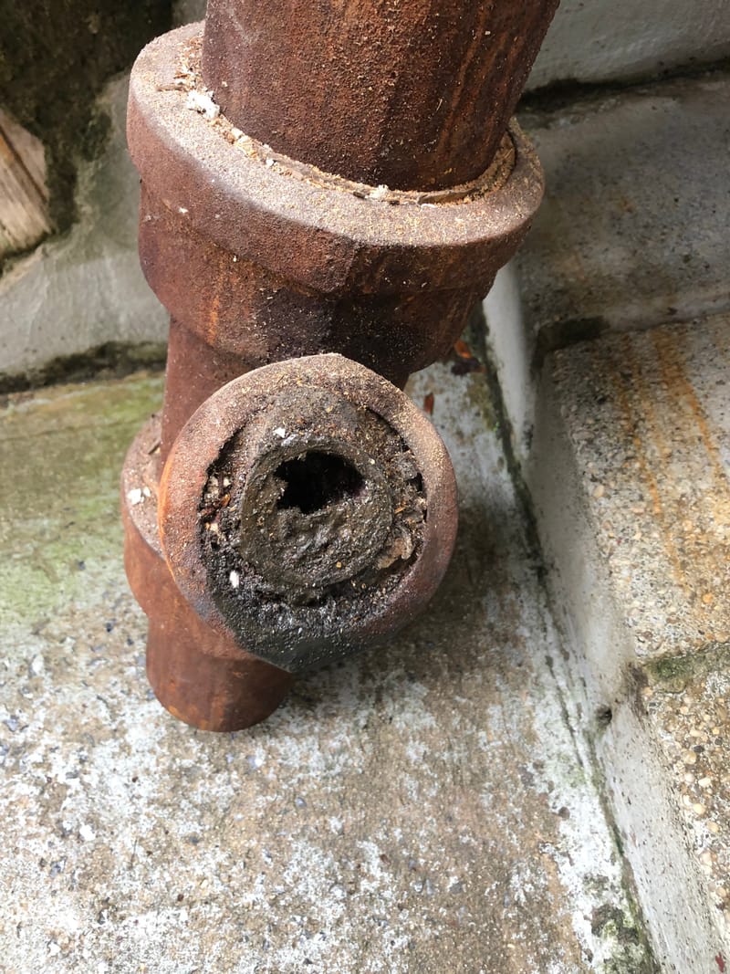 Cross-Section of Corroded Galvanized Pipe