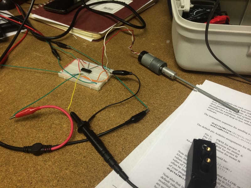 H-Bridge Motor Driver on Breadboard